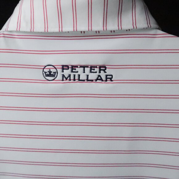 Peter Millar Summer Comfort White Striped Stretch Polo (M) - Picture 9 of 10